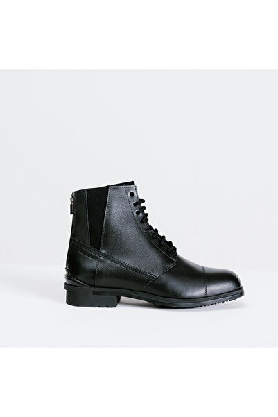 Decathlon Kadın Bağcıklı Binicilik Botu - Deri - Siyah - 500