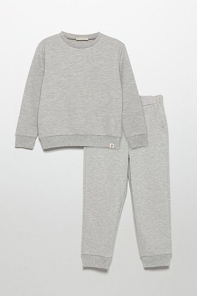 for you kids Pinstripe Sweatshirt Jogger Gray Bottom Top Set