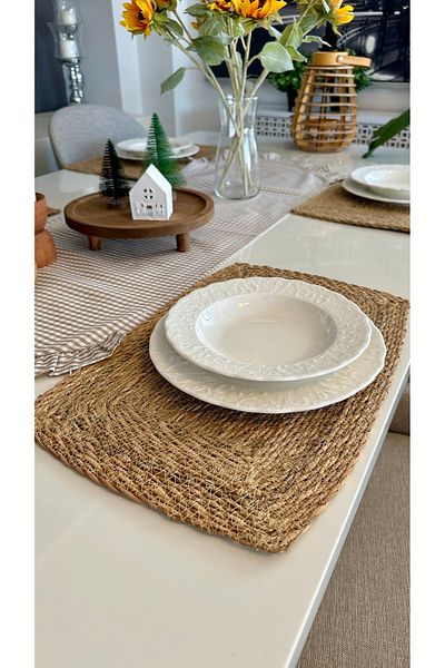 Decamor home 6-частична плетена подложка за хранене и пръстен за салфетки - American Service