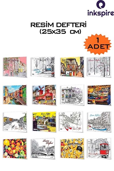 inkspire دفتر رسم حلزوني مقاس 25 × 35 سم - 15 ورقة، قطعة واحدة، غطاء كرتوني م...