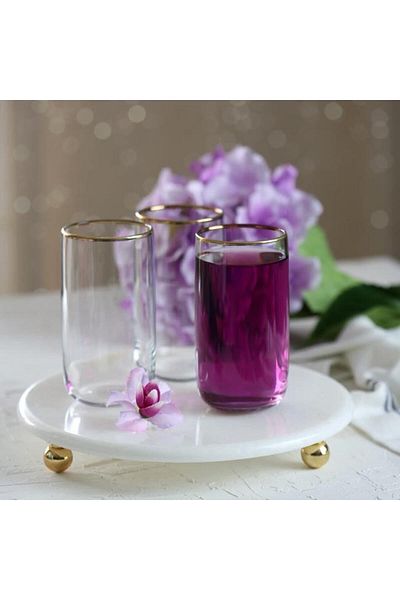 Paşabahçe Iconic Gold Set of 6 Cocktail Soft Drink Glasses