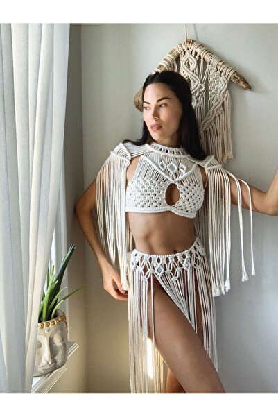 MUCULU Makrome Plaj Etek - Pareo (üstsüz) (el örmesi)
