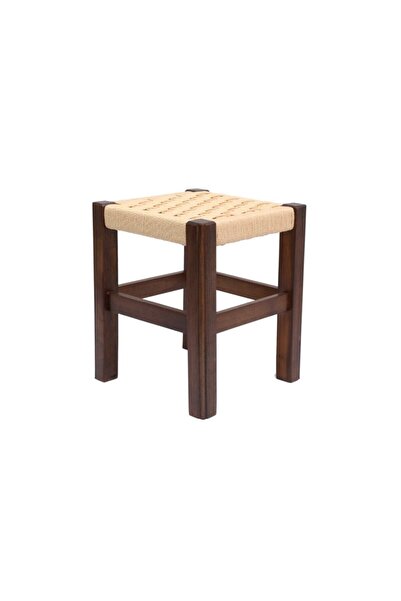Türkay Tabure Hasır Örgülü Ceviz Renk 35 Cm (yükseklik)