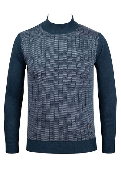 Çizgi Triko Tricotaj Stripe Bărbați Tricotaj pe jumătate cu gât țesut Pulover Model Oțel Tricotat Mucegai clasic - 5007B
