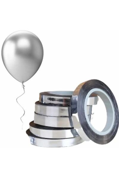 HKNYS 25 Mt Metalized Silver Raffia Balloon Rope