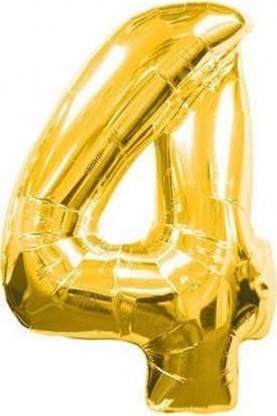 HKNYS 4 Year Old Number Foil Balloon 40 Cm 16 Inch - Gold Color Foil Balloon