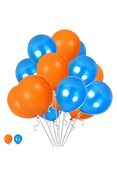 HKNYS 12 Pieces Blue-orange Metallic Balloon Compatible with Helium Gas - Birthday Party Balloons