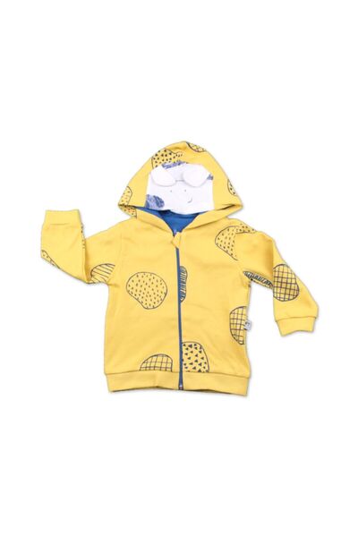 Tongs Baby Boy Yellow Hooded Cardigan