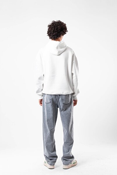 Sekizbiraltı Basic Oversize Unisex White Hoodie