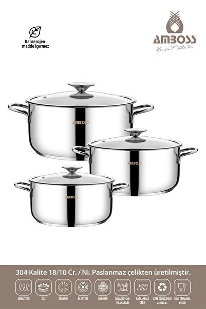 Amboss Cool 6 Parça Derin Tencere Seti