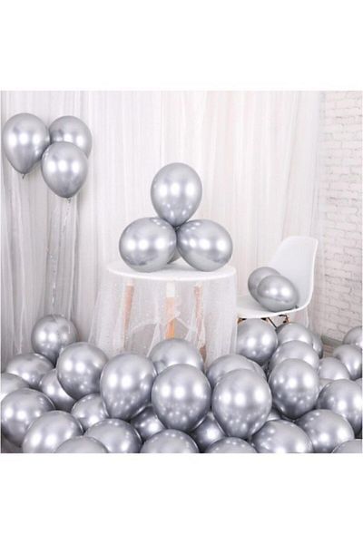 HKNYS 12 Pieces Silver-gray Chrome Balloon (mirrored Balloon) 1 Quality Chrome Balloon Mirrored Balloon Helium Compatible