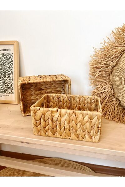 KaiHome Ψάθινο ορθογώνιο οργανωτή/καλάθι/οργανωτή πολλαπλών χρήσεων Water Hya...