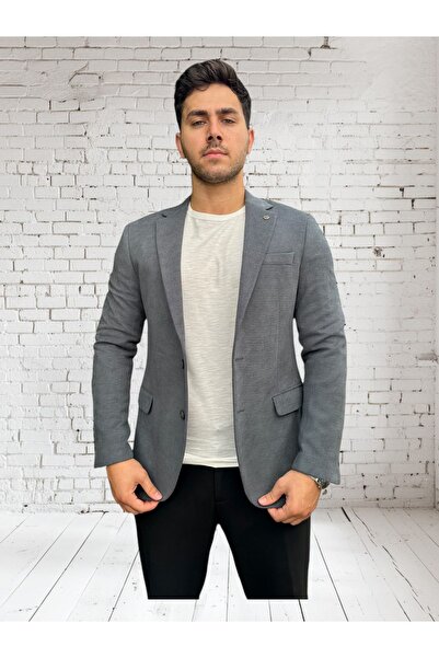 Luisero Αθλητικό μπλέιζερ για άντρες με υφή κηρήθρας καπνιστή Vad