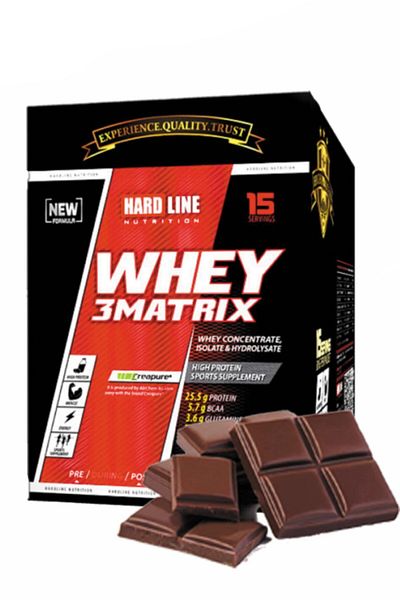 Hardline Whey 3Matrix - 15 Pieces of Chocolate, Disposable, 30 Gr Sachet Protein Powder, Muscle Performance