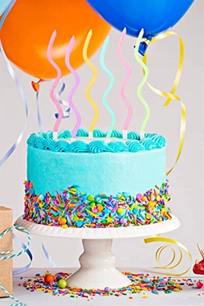 Partifabrik Spiral Pasta Mumu Makaron Renk Kıvrık Mum 17 Cm 6 Li