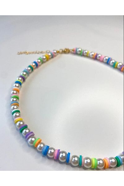 Stoneday Special Design Pearl Bead Necklace with Colorful Fimo Detail with Pearls