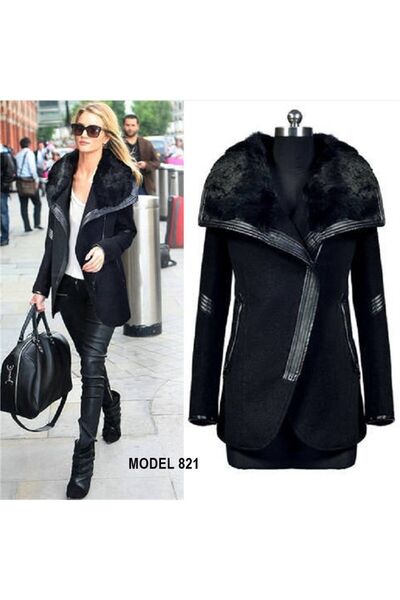 Mothermood Kaşe Kaşmir Deri Detaylı Astarlı Kaban