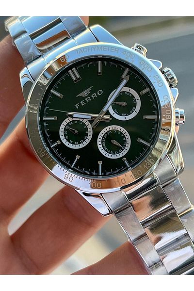 FERRO 30 Mt Waterproof Men's Wristwatch - Steel Cord, Chronograph Function Efm.11458.A6