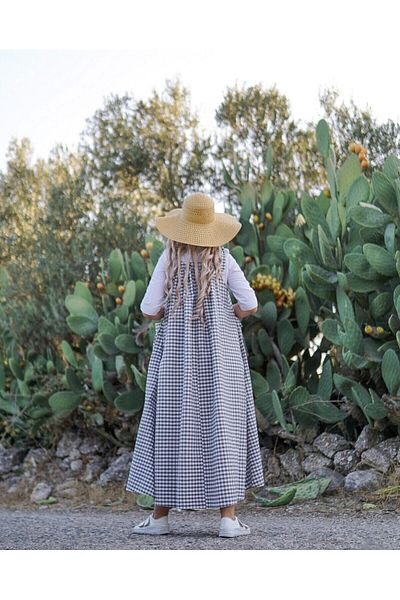 Launes Oversize Pocketed Light Khaki Gingham Gilet/Salopet