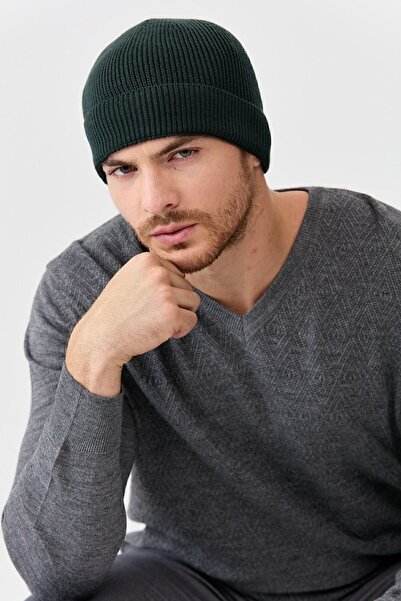 Desen Triko Чоловіча вовняна шапка зелена