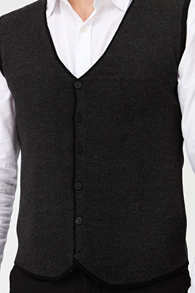 Desen Triko Чоловічий жилет з V-подібним коміром, двоколірний, тонкий трикотаж, чорний