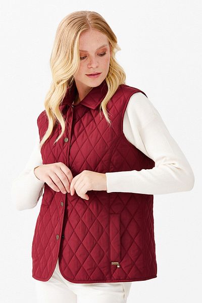 Desen Triko Γυναικείο καπιτονέ γιλέκο Claret Red