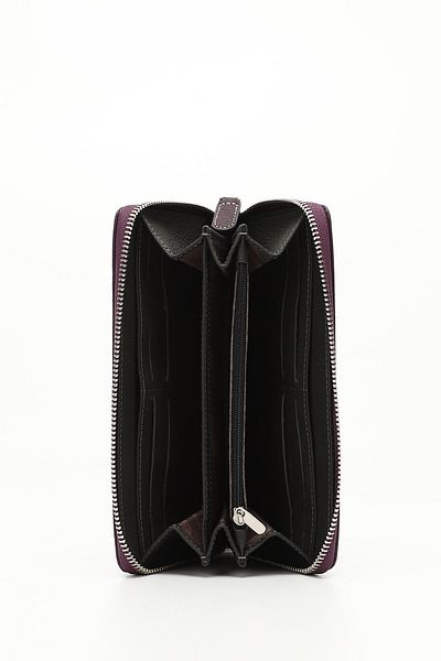 GÖNDERİ(R) Women's Plum Anthracite Horizontal Genuine Leather Wallet