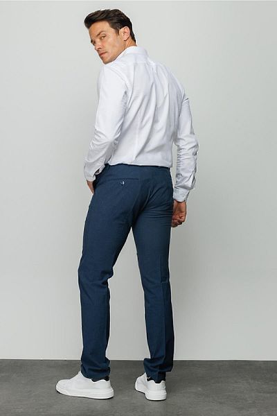Desen Triko Men's Elastic Waist Side Pocket Cotton Trousers Indigo
