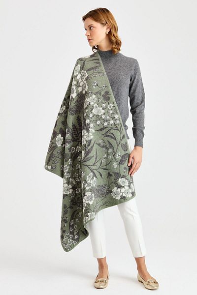 Desen Triko Women's Knitwear Ivy Floral Large Shawl 10
