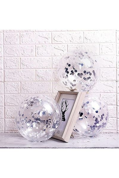 Partioutlet White Silver Confetti Balloon