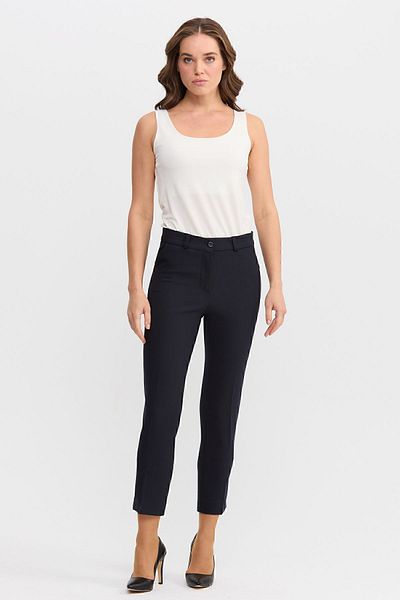 Desen Triko Women's Side Pocket Ankle Length Classic Trousers Navy Blue