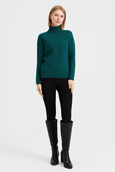 Desen Triko Pulover de lână lângă în față pentru damă cu guler complet K.Ö.başı