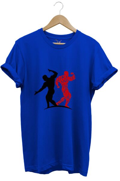 WİDİ Tricou premium cu decolteu rotund, 100% bumbac, cu imprimeu sportiv de f...