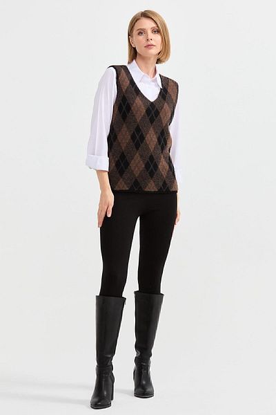 Desen Triko Women's Argyle Patterned Sweater 26