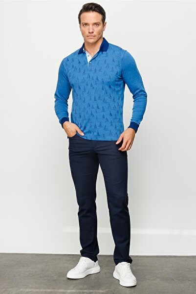 Desen Triko Чоловічий світшот з коміром-поло та вітрильним візерунком Saks