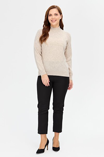 Desen Triko Γυναικεία κλασική μπλούζα με μισό ζιβάγκο V.Μπεζ