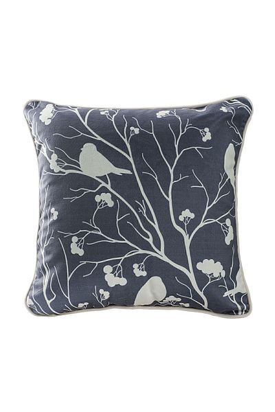 ÖZENEV 43X43 Christmas Throw Pillow Cover Anthracite Background White Bird Leaf Pattern Easter