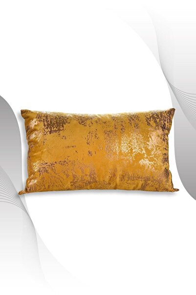 ÖZENEV Mustard Copper Throw Pillow Cover Decorative Patterned Velvet Soft Living Room Sofa