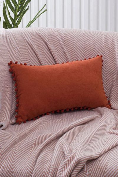 ÖZENEV Throw Pillow Cover - Decorative Plain Plain Punch Panoroma with Color and Size Options, Tile Pompom