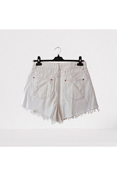 Namaste Vintage Beyaz renk yüksel bel denim kısa şort