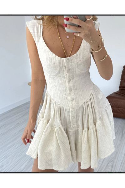 Bak'ap Merlin Natural Shorts Jumpsuit - Στρογγυλή λαιμόκοψη