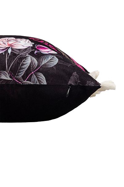 ÖZENEV Luxury Velvet 43X43 cm Soft Living Room Sofa Avant-Garde Fringed Black