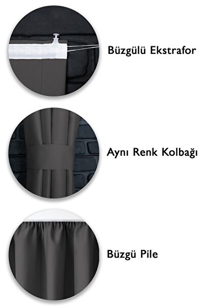 ÖZENEV Blackout Işık Geçirmez Fon Perde V-14 Füme Pilesiz Ekstraforlu Karartma Güneşlik (ENXBOY)