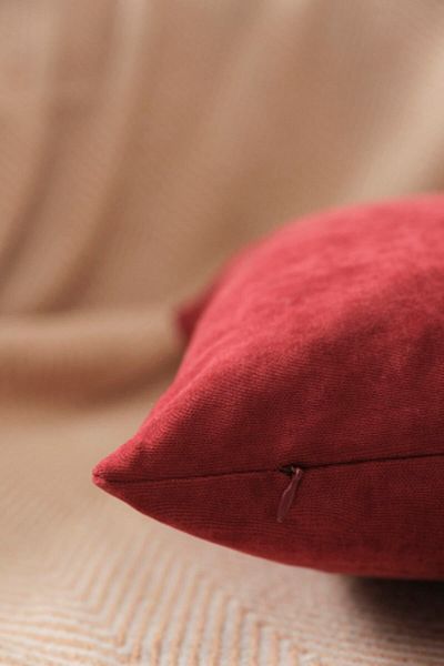 ÖZENEV Față de pernă decorativă Panoroma Simple Plain – Față de pernă Punchable – Roșu Claret