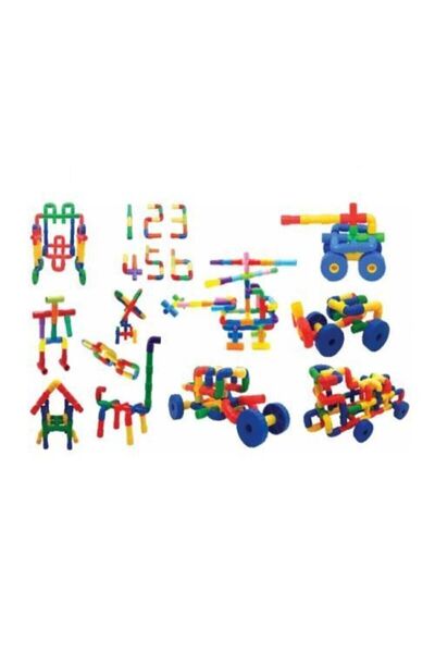 Genel Markalar 72 Parça poşette tekerlekli Boru Lego Oyunu El Becerileri geli...