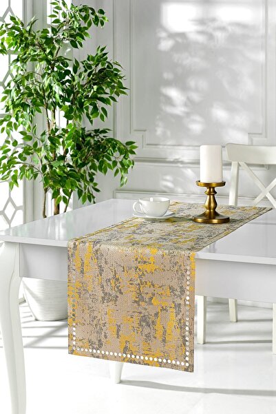 ÖZENEV Runner Amerikan Servis Masa Örtüsü 40x140 Cm Çift Taraflı Sarı