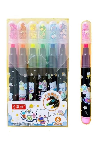 Modellino 6Pcs Star Printed Stamp Seal Sequin Magic Highlighter