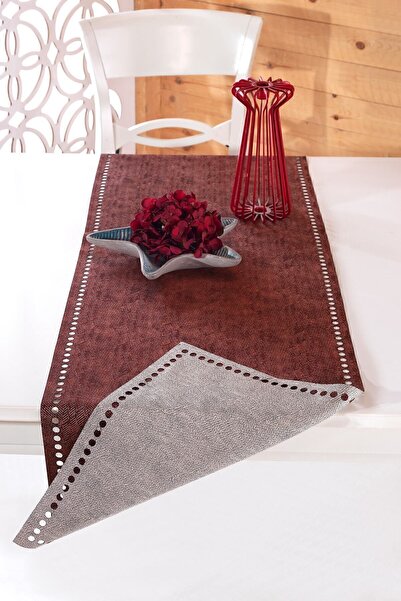 ÖZENEV Evine Özen Bordo Eliza Runner Amerikan Servis Masa Örtüsü 40x140 Cm