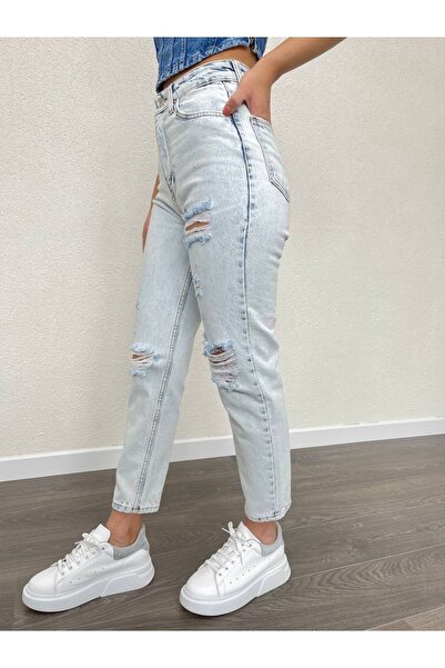 Rich Star Yırtık Detay Mom Jean Pantolon