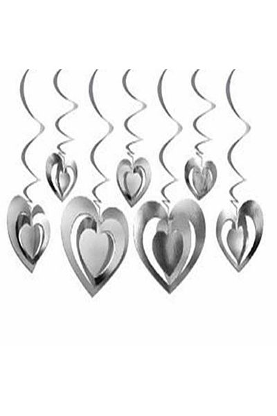 Partioutlet 3D Silver Heart Hanging Ornament
